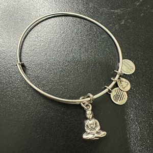 Alex and Ani Meditation Buddha silver tone bangle EUC